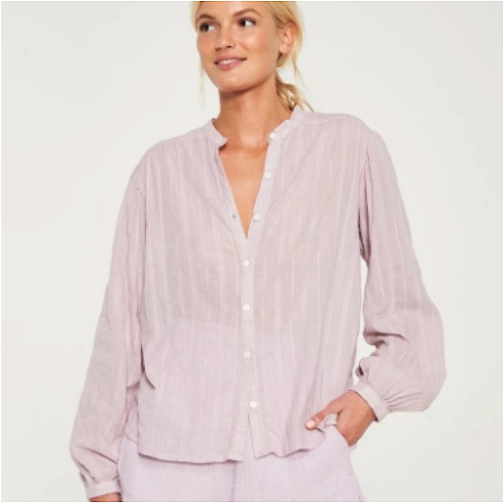 Rowie The Label Pointelle Button Down Blouse Size S